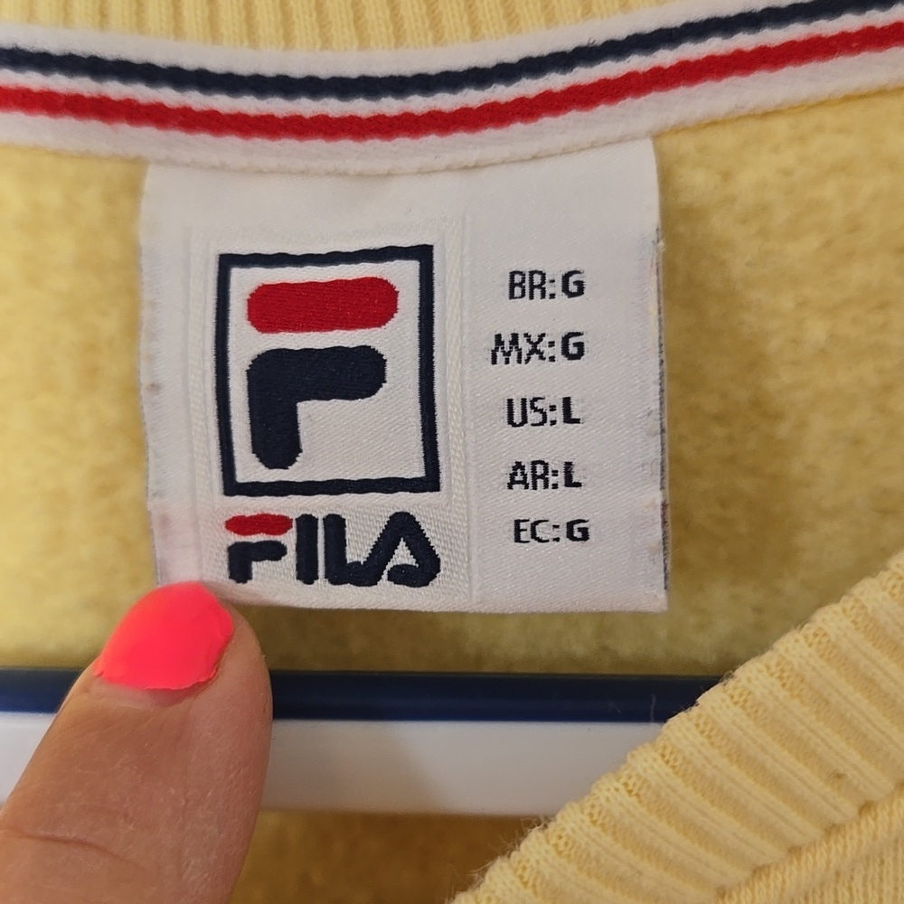 Fila | Butter Yellow Crew Neck Sweatshirt Size Large - Picture 8 of 8